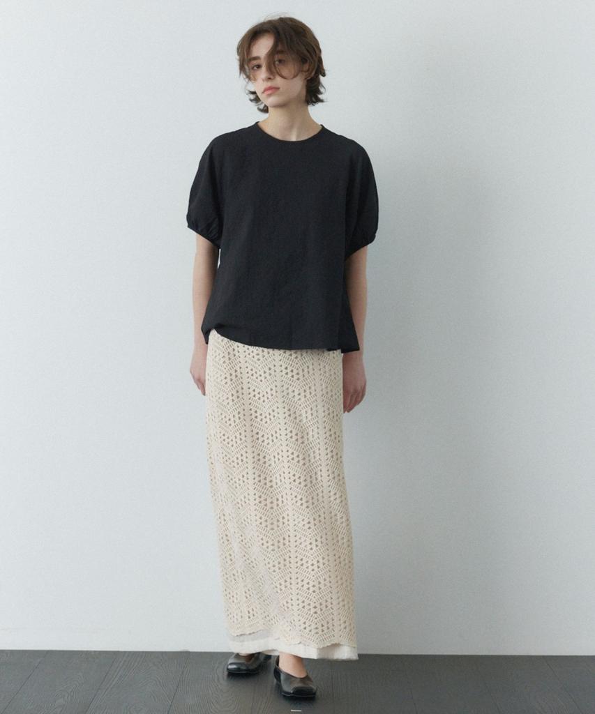 Okuka Crochet Knit Long Skirt - Ivory
