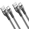 Lot of 2 USB-C 3A Nylon Fast Charging Cables for Google Pixel - BOOLING - 1M Grey