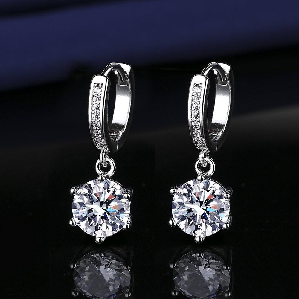 Elegant Fashion Tassel Six-Claw Two-Carat Imitation Moissanite Earrings for Women