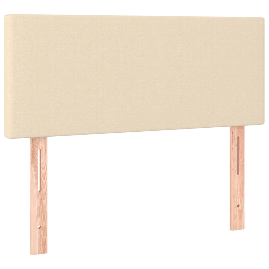 Box Spring Bed with Mattress & LED Strip Cream 100x200 cm Fabric