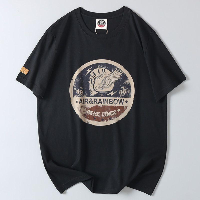 Export Tail Order Balance Cargo with Logo Cut off Summer Men Pure Cotton round Neck Short Sleeve T-shirt Export Original Order Men's Half Sleeve Tops