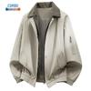 Men's American-Style Patchwork Mock Two-Piece Collar Bomber Jacket