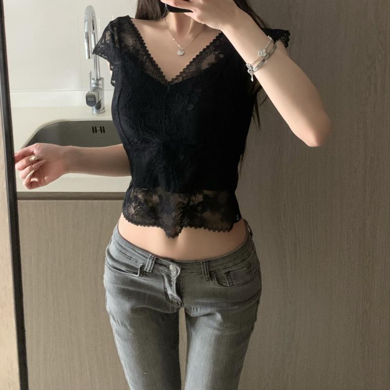 Letní dámské tričko Krajka Sexy tílko Dámská móda Slim Fit Bez kosticový top Elegantní krajkový dámský top