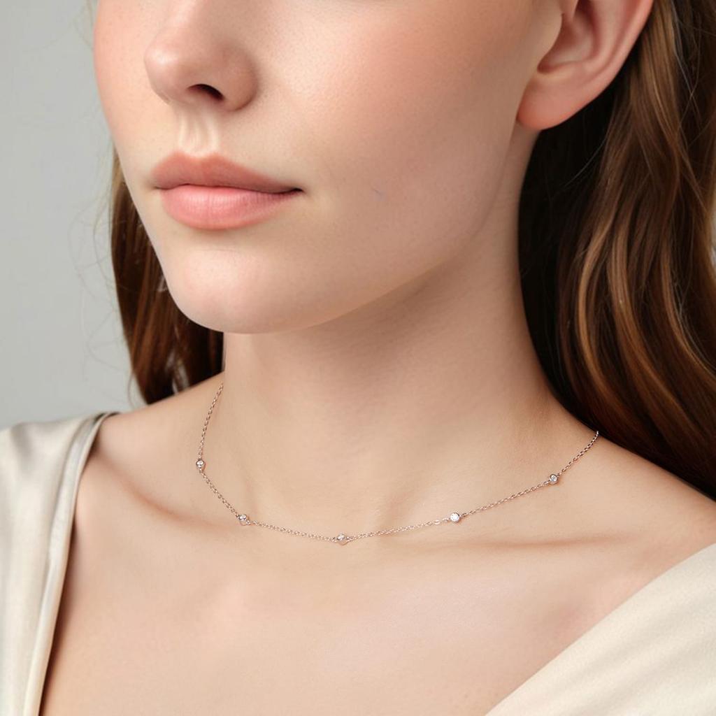 Delicato collier d'argento con moissaniti 0,03 ct argento 925