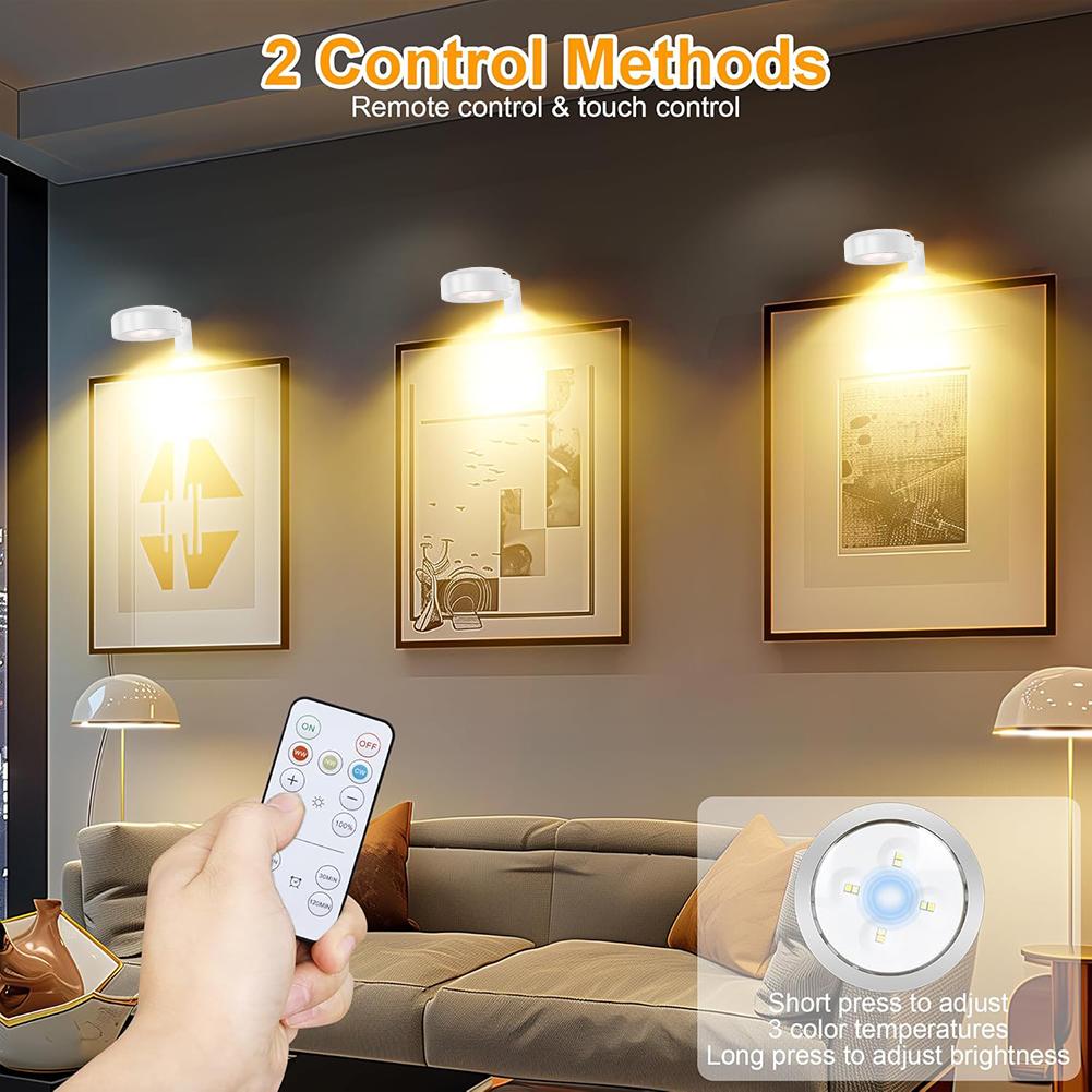 LED Light Magnetic Spotlight Rechargeable Wall Light Wireless Picture Light No Punch Reading Light Bedroom Bedside Light