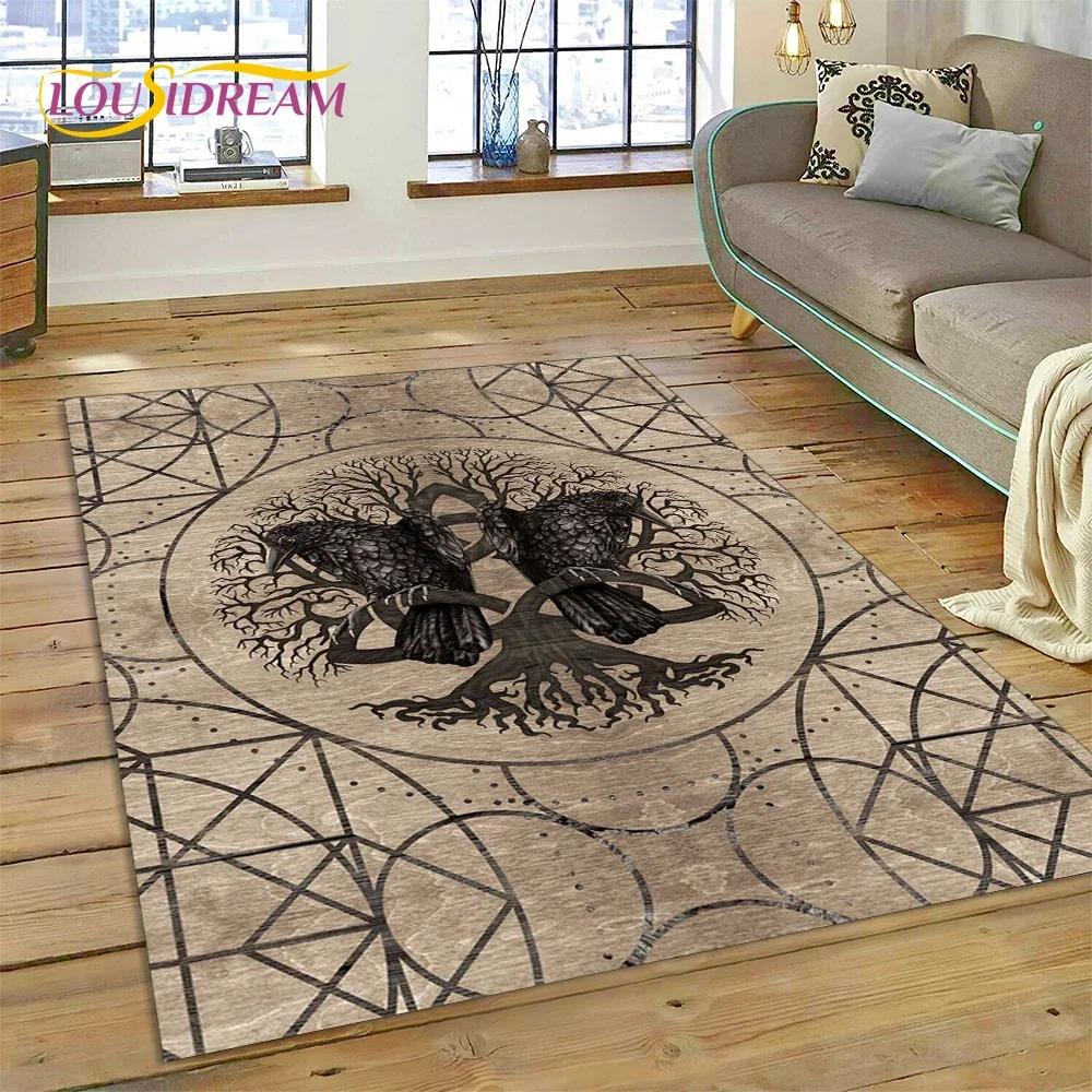 Nordic Mythology Yggdrasil Nature Tree of Life Carpet Rug for Home Living Room Bedroom Sofa Doormat Decor,kid Non-slip Floor Mat