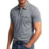 Men Short Sleeve Casual Shirt with Dual Chest Pockets Button Front Lightweight Breathable Slim Fit Top for Daily Wear