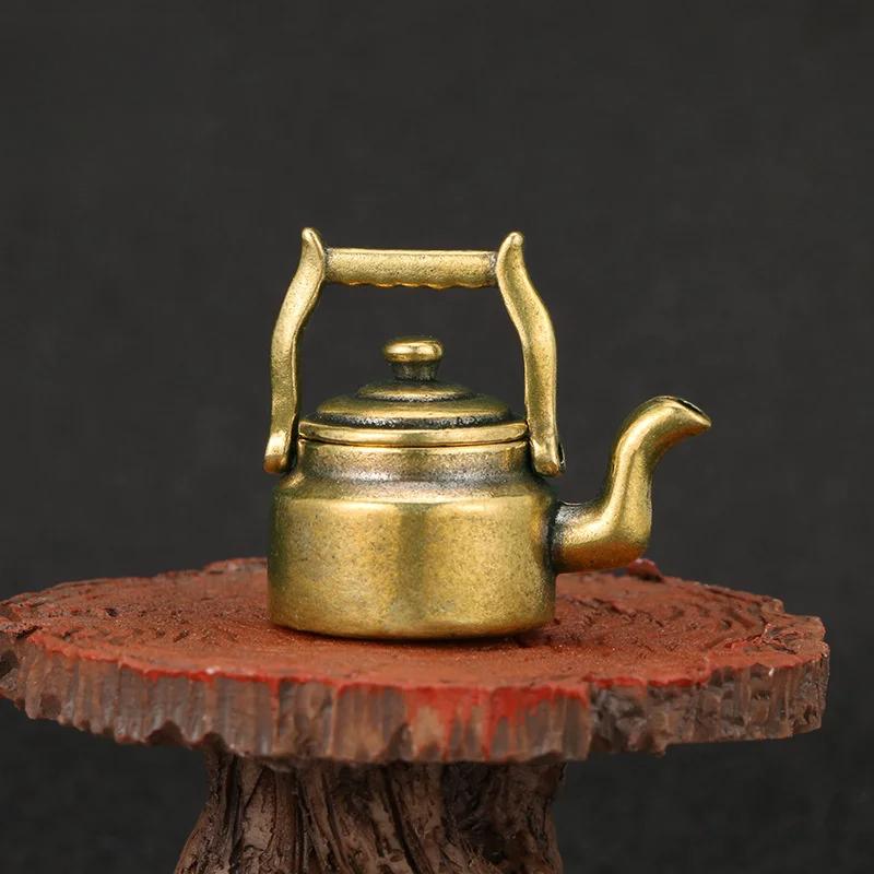 Antique Copper Mini Size Fingertip Kettle Teapot Pocket Incense Burner Vintage Brass Tea Drink Pet Home Decorations Accessories Desk Ornament