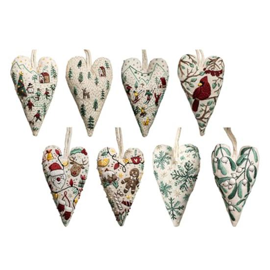Christmas Ornament Embroidery Kit Handmade Heart-shaped Pendant DIY Tree Hanging Decoration Festive Party Atmosphere Supplies