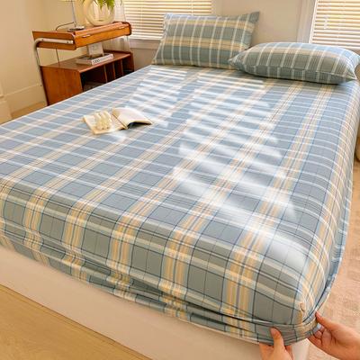 Plaid Style Bedsheet Elastic Fitted Sheet Printed Bed Cover Home Soft Mattress Protector Drap De Lit (Pillowcase Need Order)
