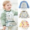 Tabliers imperméables pour bébés, bavoirs à manches longues, fruits, garçons et filles, bavoir d'alimentation en tissu pour enfants, avec poche, tablier Smock