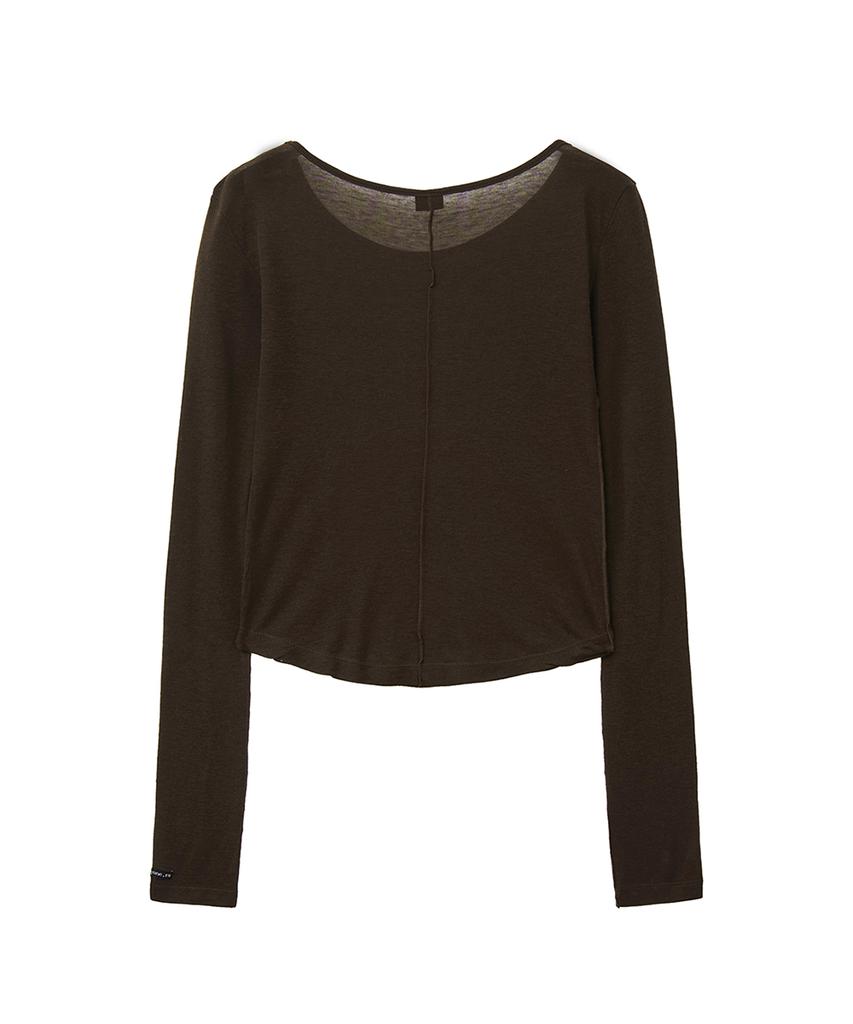 Lense Sheer Layered Long Sleeve Tee Brown