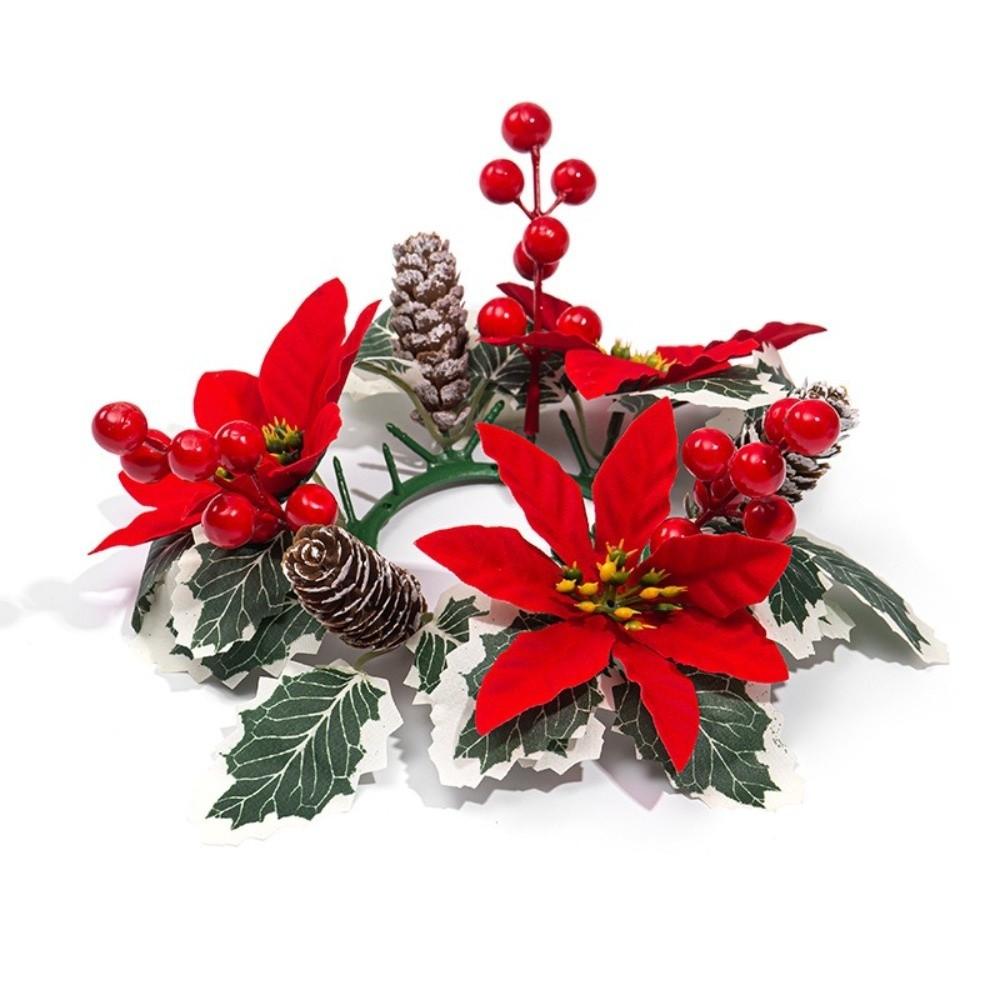Plastic Christmas Wreath Artificial Flower Pine Candlestick Garland  Dining Table