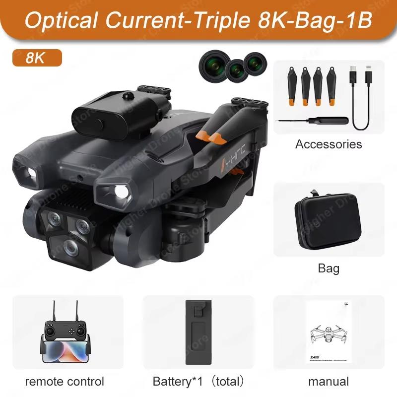 P12 Pro Drone 4K/8K HD Aerial ESC Photography Drone Tracking Low Power Return Three-Axis Gimbal Anti-shake Video Quadcopter Toy Gift