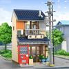 Zmart 1200pcs Building Blocks City Street View Model Brick Set with Building Japanese Miniature Streetscape Japanese Modern Architectural Model