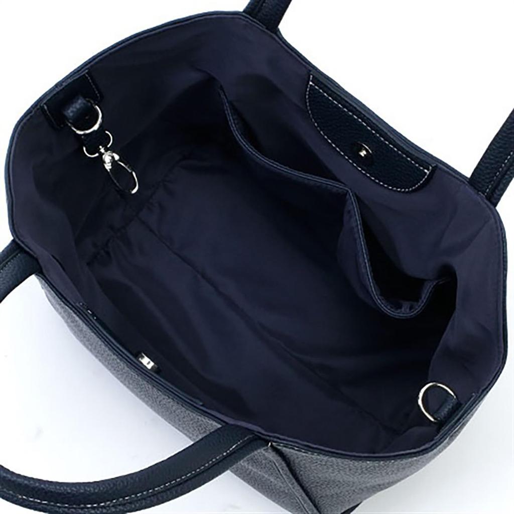Kitamura Handbag with Shoulder Bag and Pass Dark Blue with White Navy 10901 Z-0556 Case, Stitching, Blue,