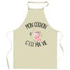 Kitchen Apron - That's Life - Pig Pattern - Durable Cotton - Printed In France