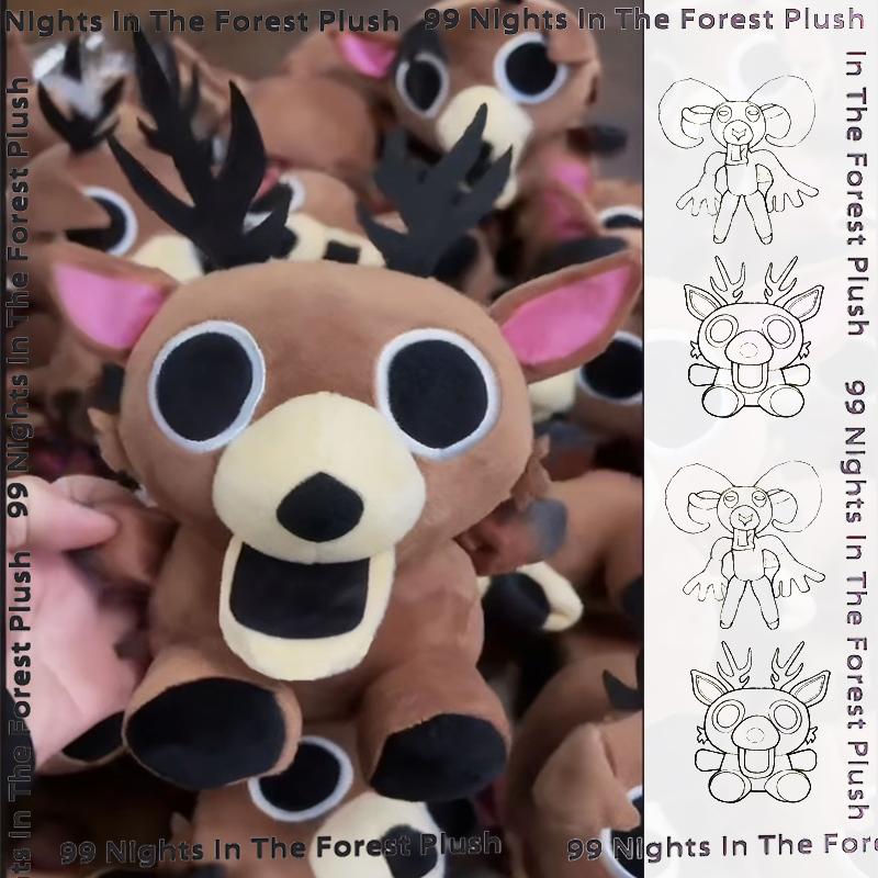 New 99 Night Deer Plush Doll 99 Night Forest Anime Peripheral Toys Kawaii Fans Christmas Gift Cartoon Soft Stuffed Ornament Doll
