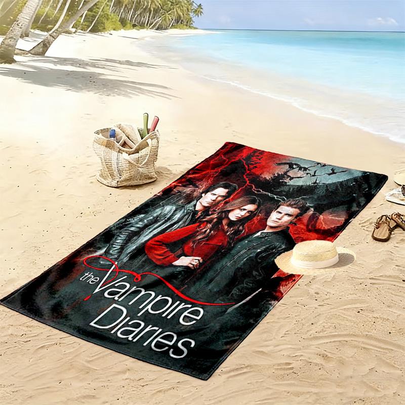 Vampire Diaries Print Beach Towel, Large Soft Quick Dry Towel for Beach Camping Swimming