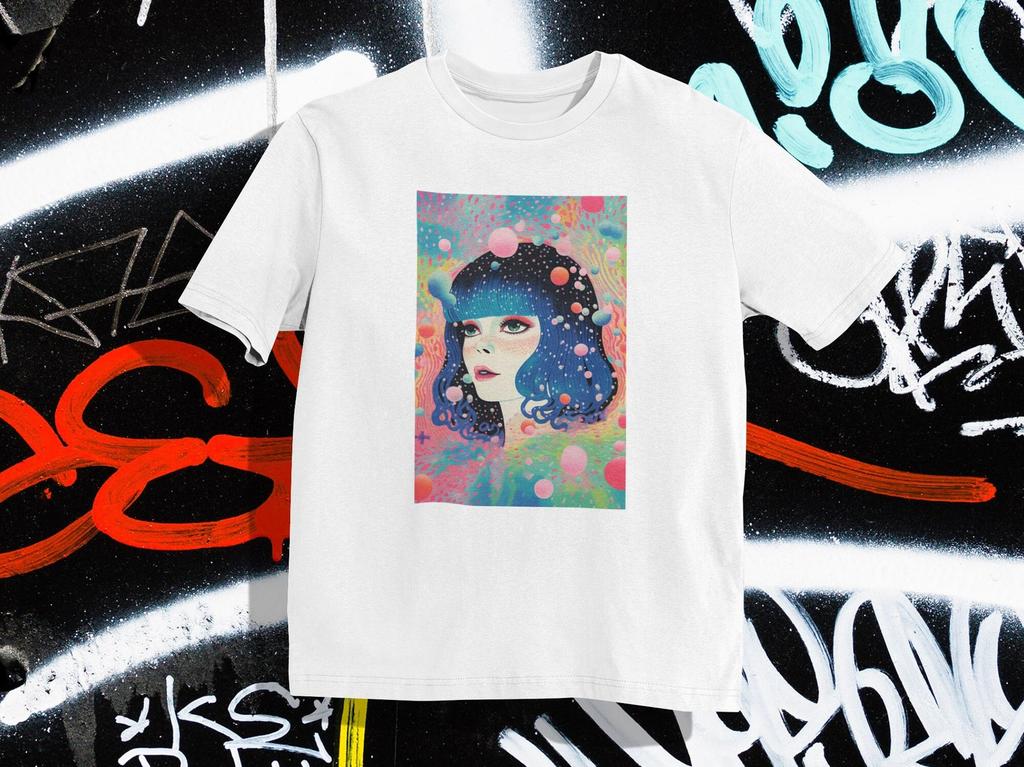 Psychedelic Risograph Woman T Shirt - Groovy and Retro - Hippie - Funky - Trippy - %100 Cotton