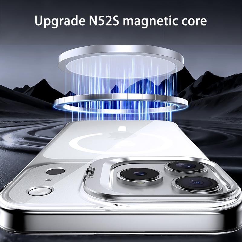 Ultra Thin Frameless Clear Holder Phone Case for IPhone Air 17 16 15 14 13 Pro Max Magnetic Transprarent Lens Bracket Hard Cover