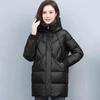 Gesteppte Jacke mit Kapuze Damen Midilänge Wintermode Dick gefütterte Jacke Große Größe Koreanische Version der warmen Steppjacke