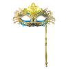 Ausgefallene Partymaske aus Metall mit Handstab, venezianische Halbmaske mit Strasssteinen für Damen und Herren, Abschlussball, Karneval, Maskerade
