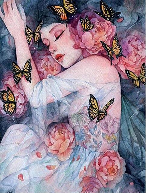 5D Diy Diamond Painting Cartoon Girl Portrait Full Round Diamond Embroidery Mosaic Kit HD Quality Handmade Products