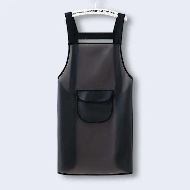 75cm Waterproof Kitchen Apron Household PVC Oil Resistant Work Apron Transparent Resistant Dirt-Proof Cooking Cleaning Aprons
