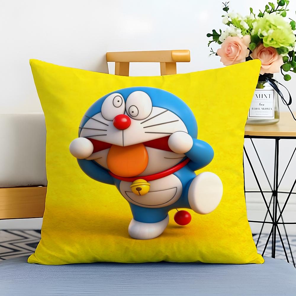 DDoraemon Cushion Cover Washable Linen Pillowcase Soft for Sofa Bed Cozy Home Room Decor
