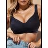 Plus Size Deep V Wirefree Bra Women Seamless Breathable Push-Up Thin Jelly Cup C-F Full Coverage Comfort