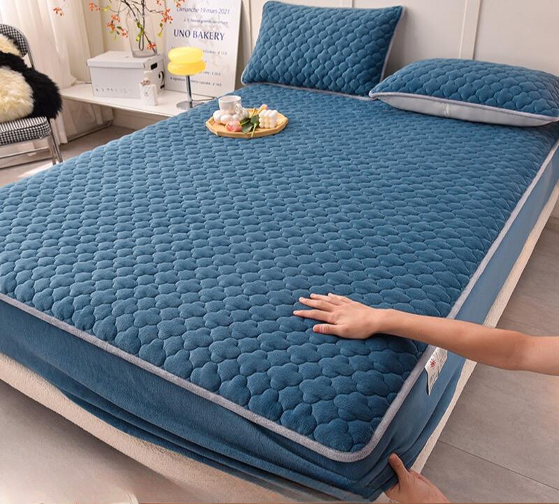Cearşaf îmbrăcăminte din bumbac, catifea lapte, o singură bucată, pat king-size, cuvertură de pat îngroşată, noua husă de protecţie pentru saltea din lână de iarnă