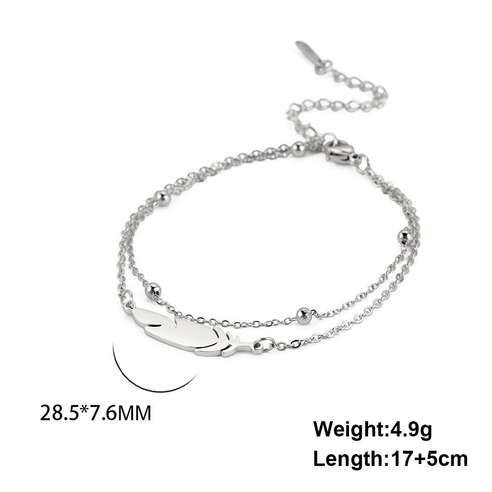 Roestvrij Stalen Armbanden voor Vrouwen Zilverkleurige Veer Armband voor Dames Strandstijl Verstelbare Dames Armband