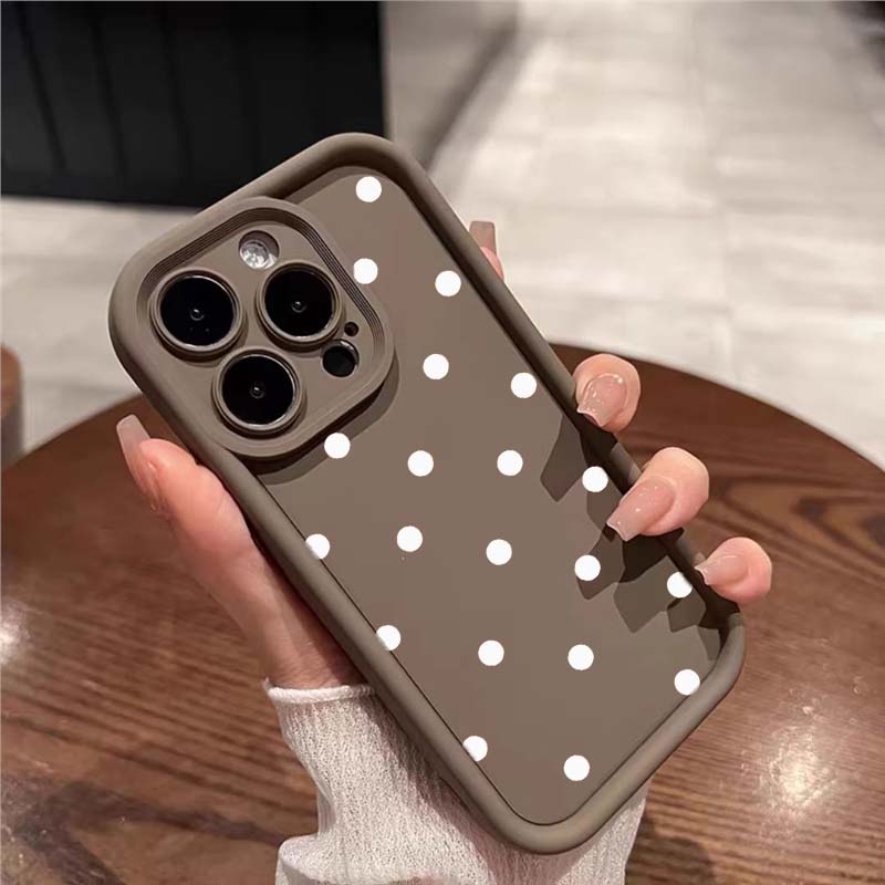 Case For IPhone 16 13 15 11 12 14 17 Pro Max 16 Plus 17 Air 17 Pro 13 Mini 16E Cute INS Strawberry Polka Dots Silicone Cover