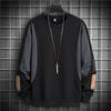 Fashion Men's Splicing Top Casual Loose Trend Long-sleeved T-shirt Color Matching Spring and Autumn Men's Sweater