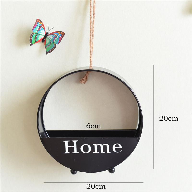 Modern Round Iron Wall Vase Home Living Room Decor Bonsai Restaurant Hanging Basket Flower Pot Succulent Planter Herb Small Cast