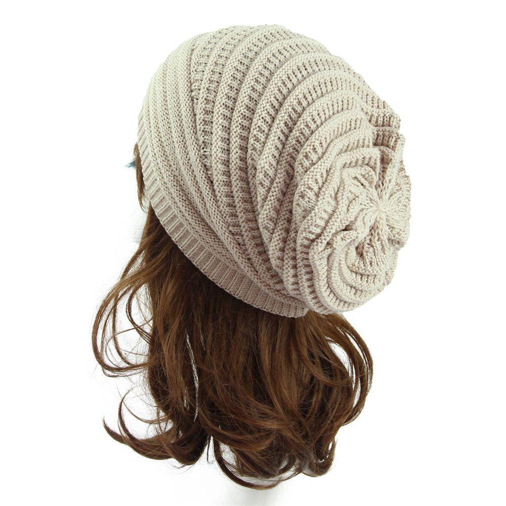 Outdoor Striped Slouchy Knitted Hat Beanie Hat Ski Cap Baggy