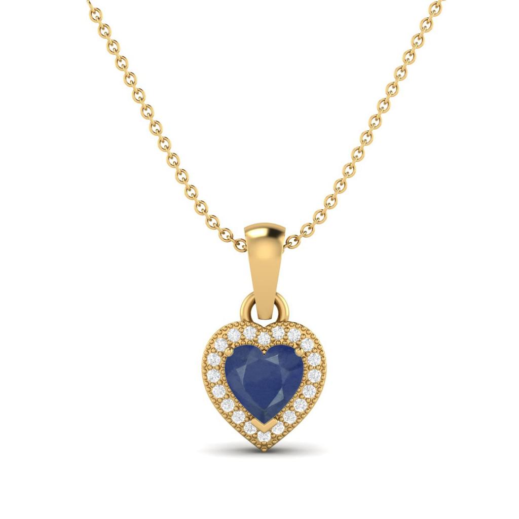 Pingente Halo com Acento de Safira Azul - Prata Esterlina 925