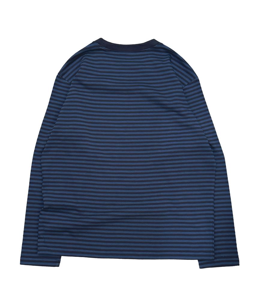THE COLDEST MOMENT Tcm Mini Logo Stripe Long Sleeve (Blue/Navy)