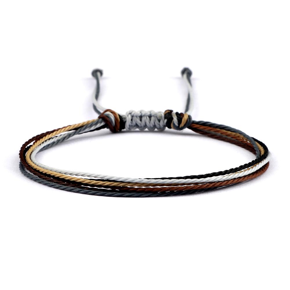 Europese en Amerikaanse Westkust Stijl Gelaagde Gewaxte Koord Handgemaakte Armband Set