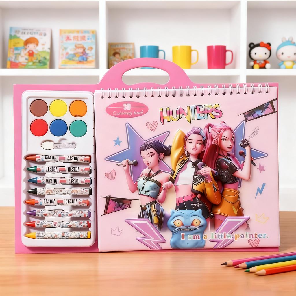 Nieuwe aankomst: Heksenjacht Squad - K-Pop Stijl Kinder Graffiti Kleurboek (met Kleurpotloden) | Educatief Kleur- en Tekenboek