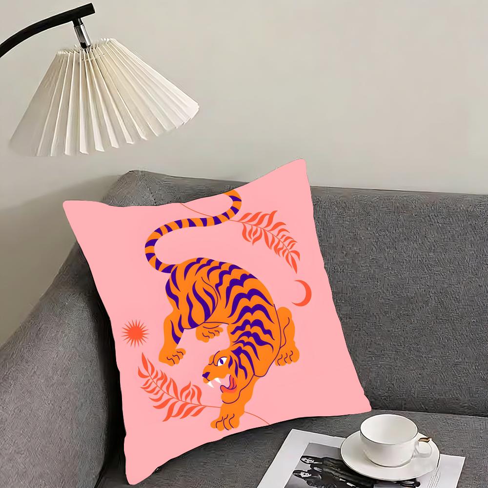 Animal Style Tiger Fashion Cushion Cover Pillowcase Ultra Soft Skin Friendly Fabric Cloud Like Comfort & Concealed Zipper