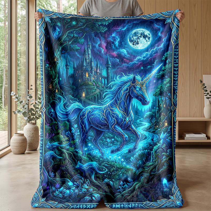 Mermaid and Unicorn Theme Blanket Lightweight Warm Flannel Blanket Decorative Throw Blanket for Home Decoration