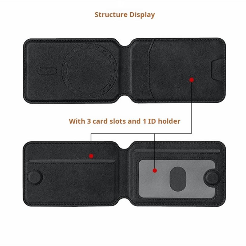 Portefeuille à Support Stand en Cuir PU Magnétique Magsafe Porte-Cartes de Crédit pour iPhone 16 15 14 13 12 Pro Max Porte-Cartes Sacoche de Téléphone Housse