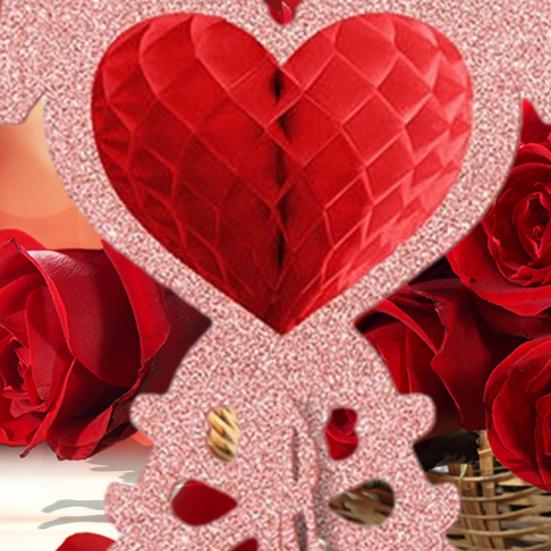 4 Pcs Valentine's Day Honeycomb Centerpieces 3D Glitter Cupid Heart Shaped Honeycomb Ornament Romantic Tabletop Sign for Weddings Valentine's Day