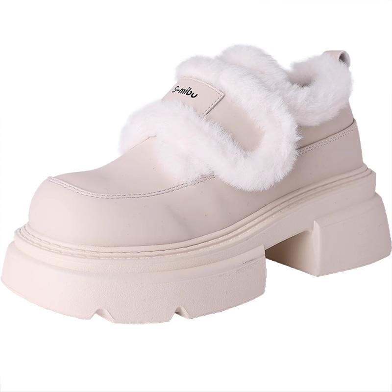 Fashion casual style versatile Mary Jane shoes women's autumn and winter 2025 new thick-soled velvet with skirt snow boots