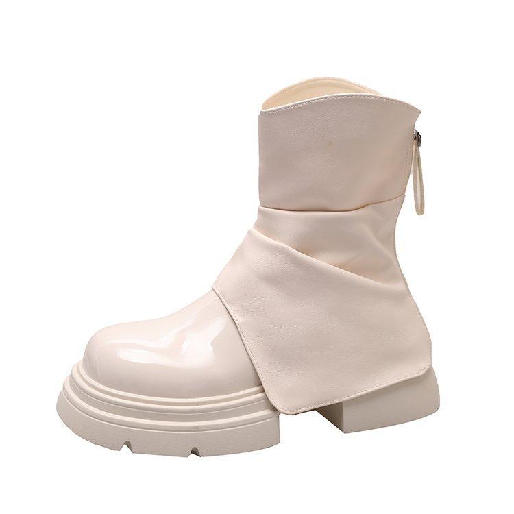 Fried Street Super Fire Thick Bottom Versatile Black Short Boots Women's Spring and Autumn Single Boots 2025 New Premium American Popular Boots
