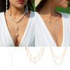 Simple Handmade Y-shaped Portrait Necklace, Temperament Special-shaped Imitation Pearl Tassel Necklace Multi-layer