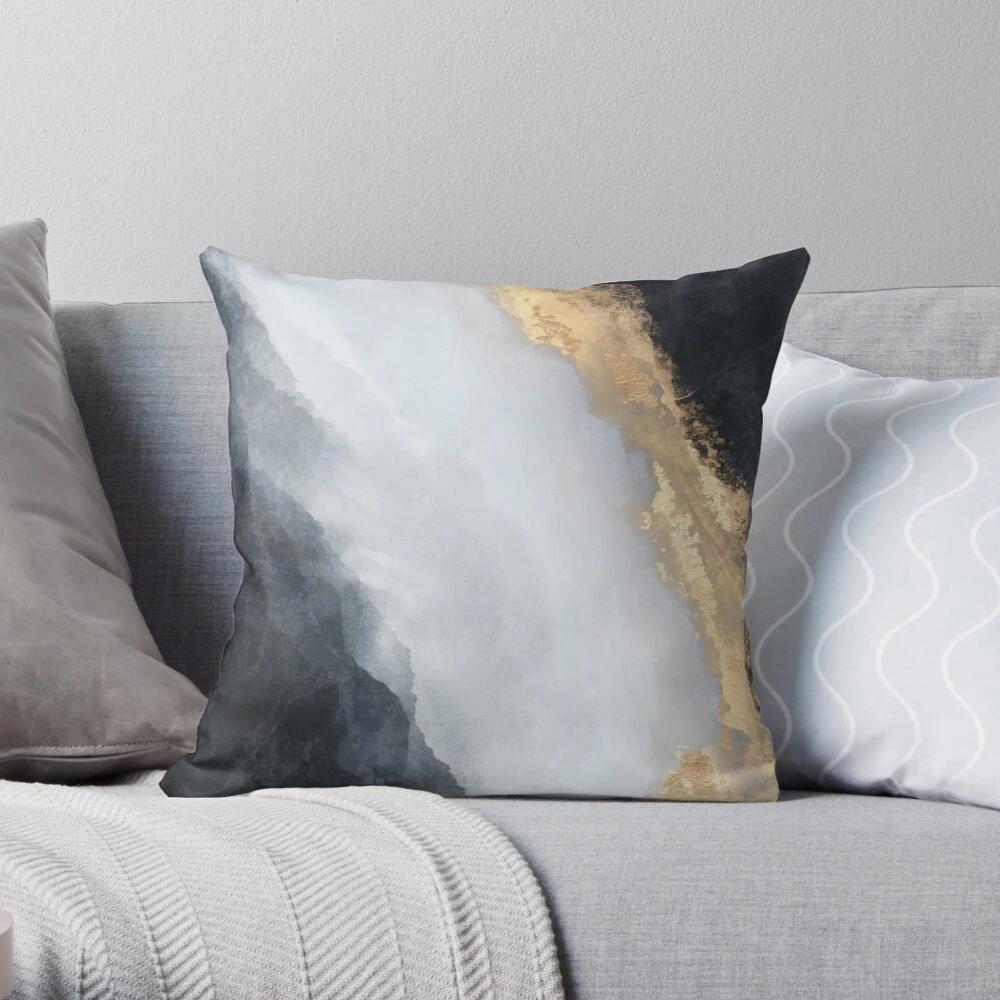 Home Decor Abstract Gold-Marbled Digital Printed Pillow Covers Pattern Cushion Cover Suitable for Sofa Bedroom Car Pillow Cover