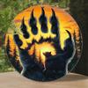 Round Vintage Metal Sign Bear Paw Sunset Forest Aluminum Wall Art Garden Decor